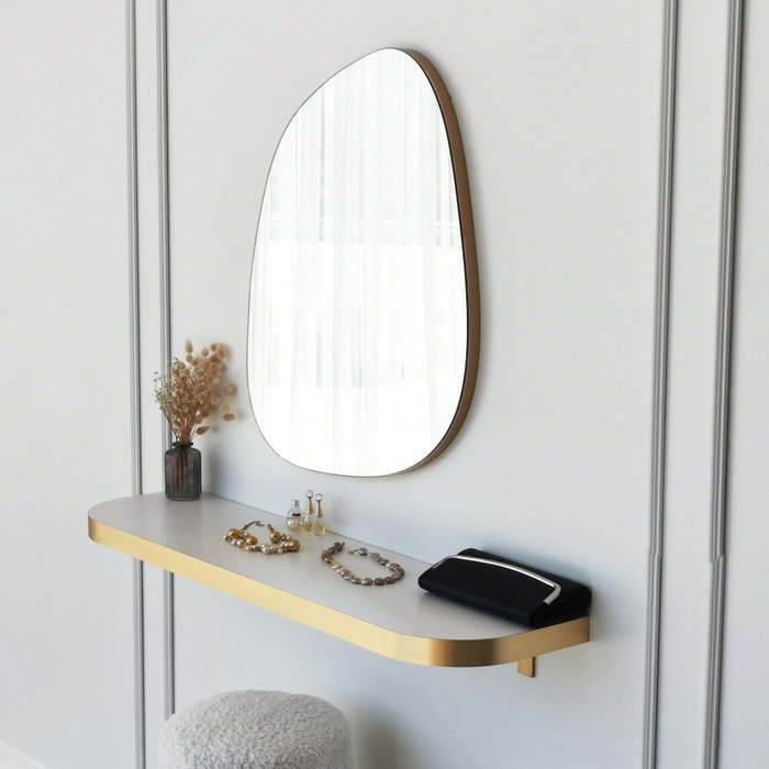 Hanah Home Soho Espejo Dorado 58x75 cm para Salón, Dormitorio o Baño